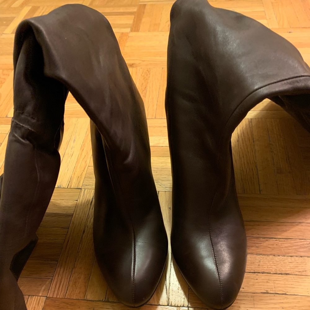 Brown Leather Slouchy Riding Boots Size 9.5